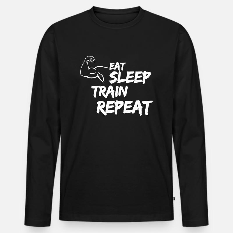 Manger Dormir Train Répéter - T-shirt manches longues Premium bio Homme - noir