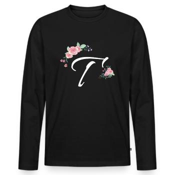 Brief und Blumen - Männer Premium Bio Langarmshirt - Schwarz - Vorne - Nico (187cm)