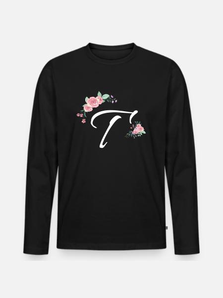 Letter and flowers - Men's Premium Organic Long Sleeve Shirt - black