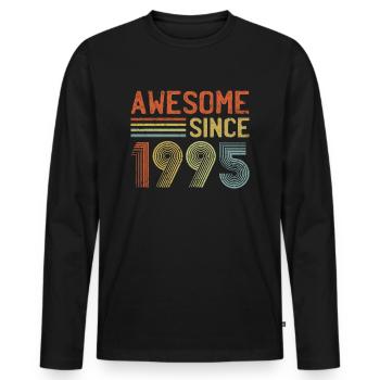 Awesome Since 1995" – Retro Vintage 30th Birthday - Men's Premium Organic Long Sleeve Shirt - black - Front - Nico (187cm)