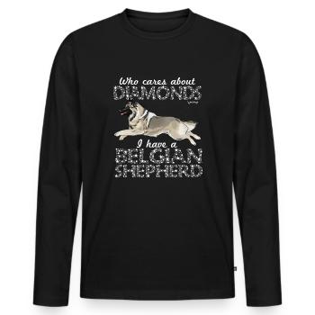 BelgianShep Diamonds3 - Men's Premium Organic Long Sleeve Shirt - black - Front - Nico (187cm)