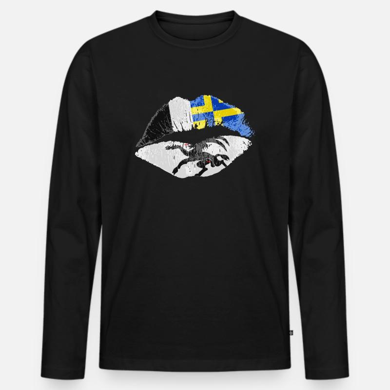 Kuss (Graubünden) - Männer Premium Bio Langarmshirt - Schwarz