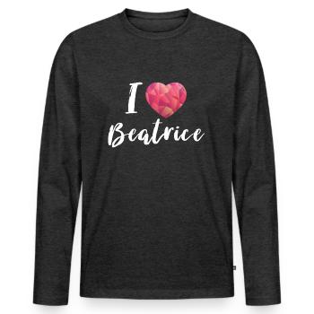 I Love Beatrice - Männer Premium Bio Langarmshirt - Anthrazit meliert - Vorne - Nico (187cm)