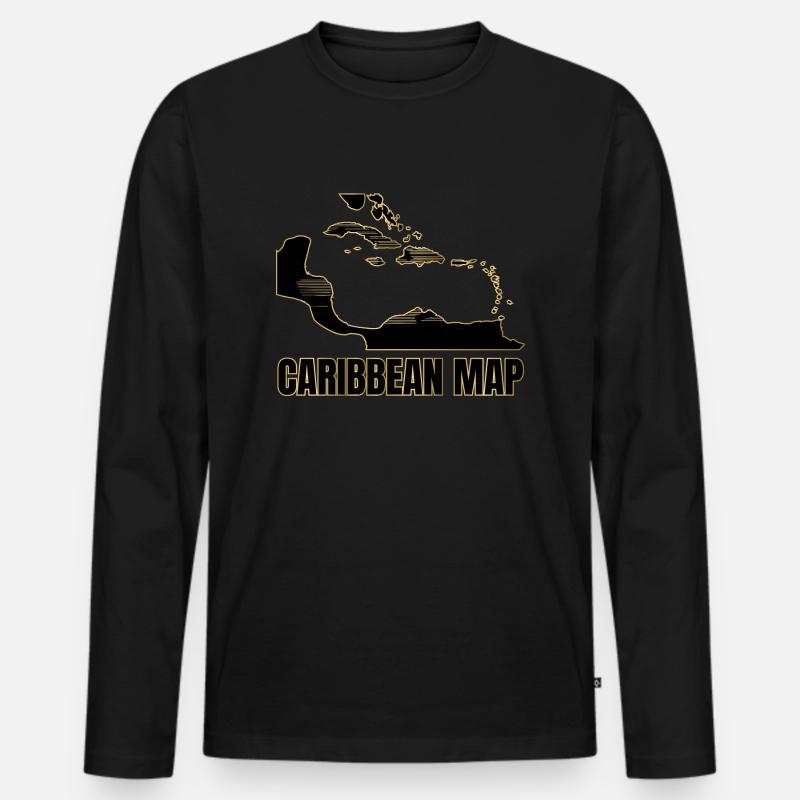 CARIBBEAN Map - Männer Premium Bio Langarmshirt - Schwarz