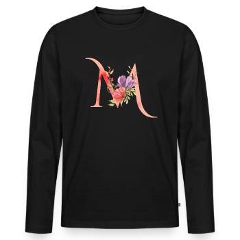 Lettre m - T-shirt manches longues Premium bio Homme - noir - Devant - Nico (187cm)