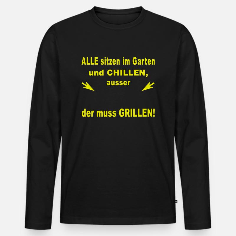 Lustiger Grill-Spruch - Männer Premium Bio Langarmshirt - Schwarz