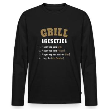 Barbecue Set Barbecue Gift Shirt - Men's Premium Organic Long Sleeve Shirt - black - Front - Nico (187cm)