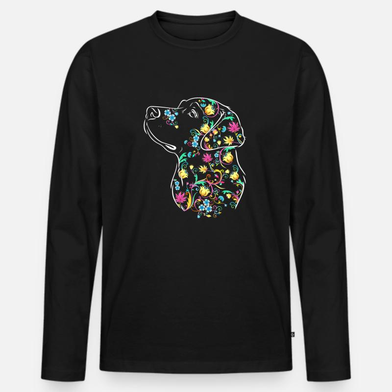 Labrador-Blumen - Männer Premium Bio Langarmshirt - Schwarz
