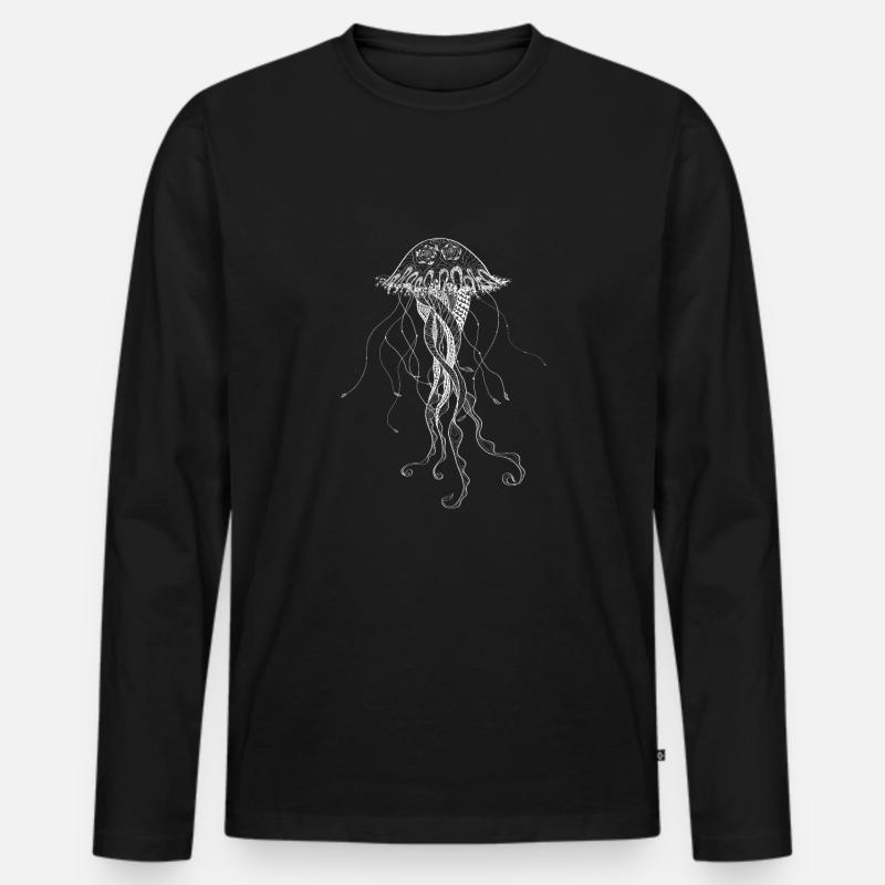 Qualle - Männer Premium Bio Langarmshirt - Schwarz