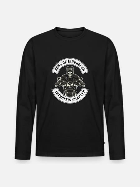 Biker Ibuprofen Arthritis Motorrad Chopper - Männer Premium Bio Langarmshirt - Schwarz