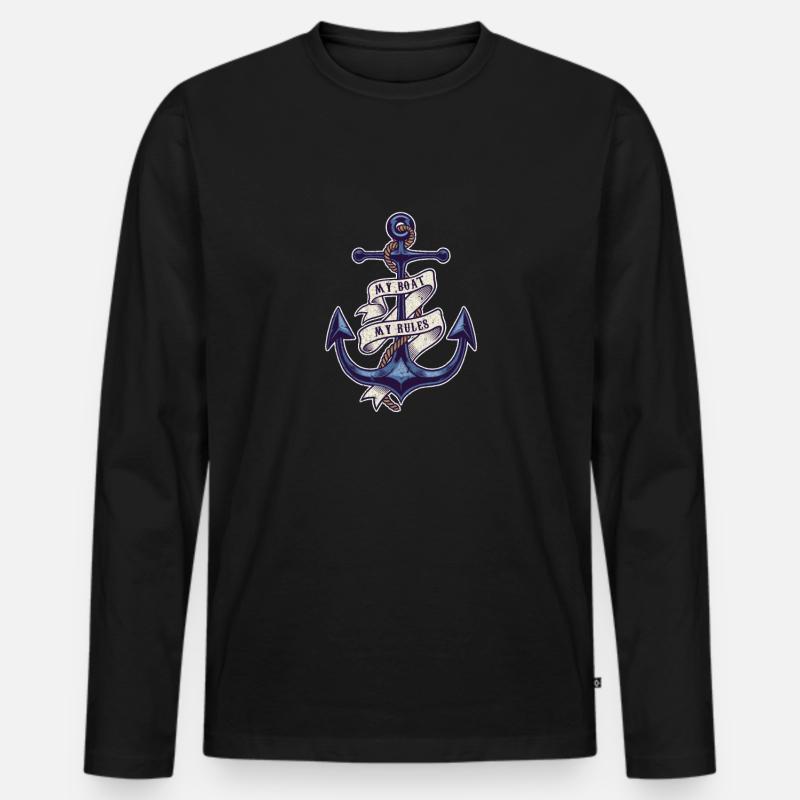 Boot Anker - Männer Premium Bio Langarmshirt - Schwarz
