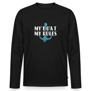 Mon bateau Mes règles! - T-shirt manches longues Premium bio Homme - noir - Devant - Nico (187cm)