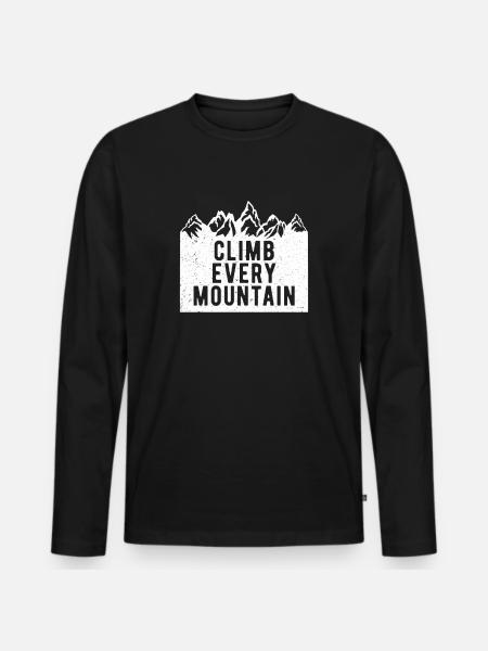 Climb Every Mountain - Männer Premium Bio Langarmshirt - Schwarz