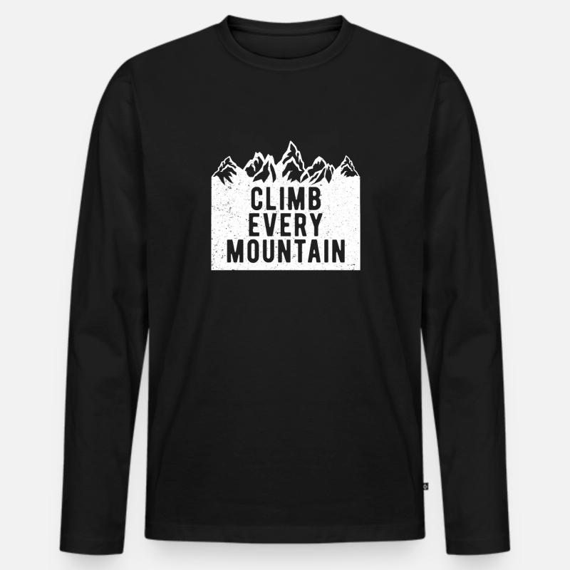 Climb Every Mountain - Männer Premium Bio Langarmshirt - Schwarz