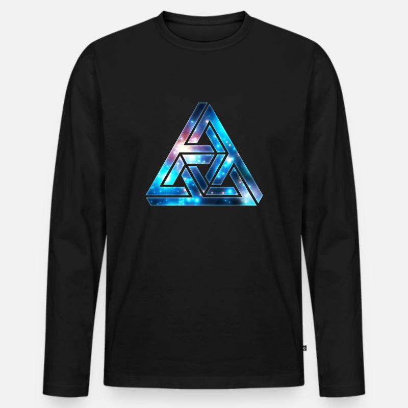 Impossible Triangle, Optical Illusion, Galaxy - Men's Premium Organic Long Sleeve Shirt - black