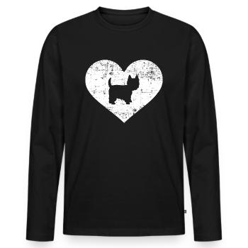 Westie - Männer Premium Bio Langarmshirt - Schwarz - Vorne - Nico (187cm)
