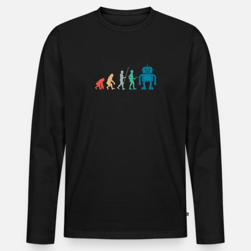 Retro robot evolution - Men's Premium Organic Long Sleeve Shirt - black