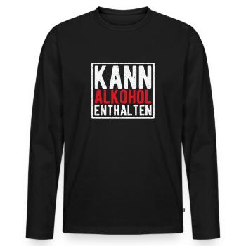 Kann Alkohol enthalten - Männer Premium Bio Langarmshirt - Schwarz - Vorne - Nico (187cm)