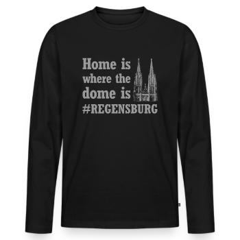 Home is where the dome is - Regensburg - Men's Premium Organic Long Sleeve Shirt - black - Front - Nico (187cm)