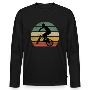 Chemise de vélo de sport rétro vintage BMX Rider - T-shirt manches longues Premium bio Homme - noir - Devant - Nico (187cm)