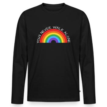 Pride - You´ll never walk alone - Männer Premium Bio Langarmshirt - Schwarz - Vorne - Nico (187cm)