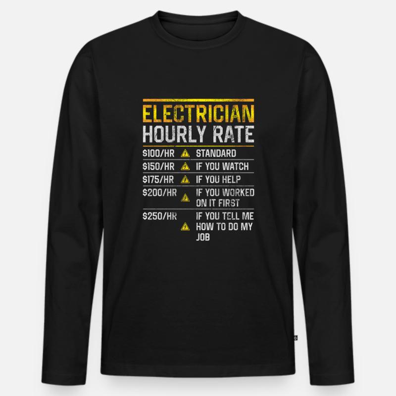 Elektriker Stundenlohn - Männer Premium Bio Langarmshirt - Schwarz