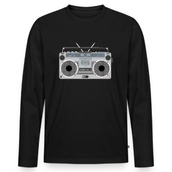 Ghetto blaster rétro - T-shirt manches longues Premium bio Homme - noir - Devant - Nico (187cm)