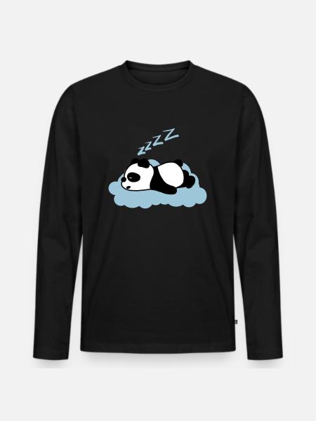 Sleepy panda - Men's Premium Organic Long Sleeve Shirt - black