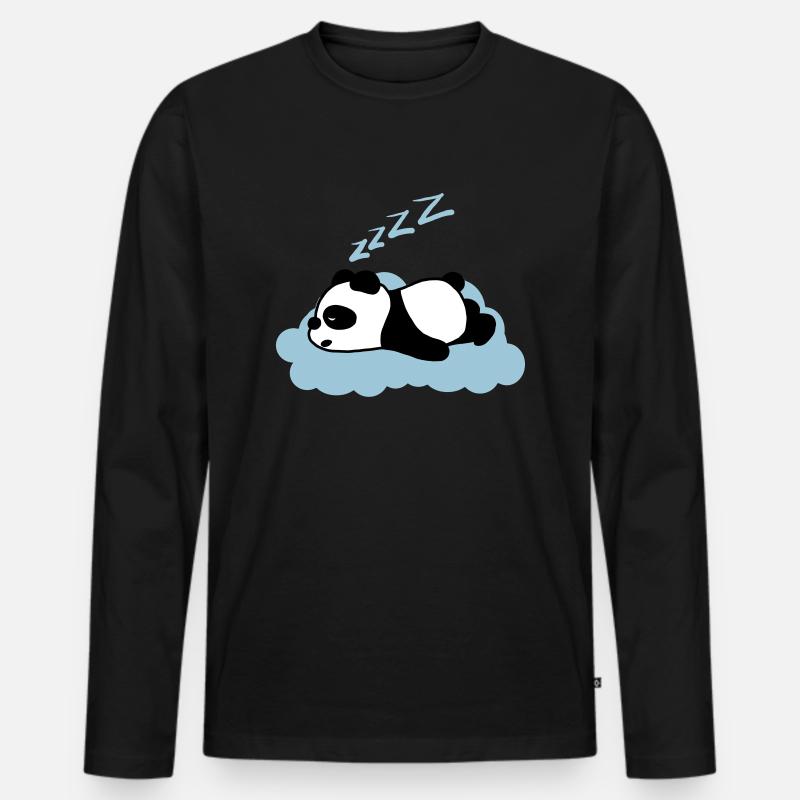 Schläfriger Panda - Männer Premium Bio Langarmshirt - Schwarz