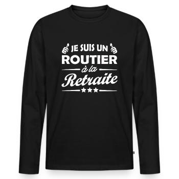 je suis un routier à la retraite / humour routier - T-shirt manches longues Premium bio Homme - noir - Devant - Nico (187cm)