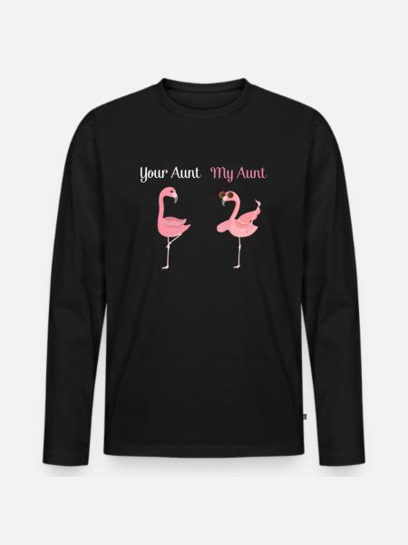 Flamingo tante din tante min tante - Premium økologisk langærmet T-shirt til mænd - sort