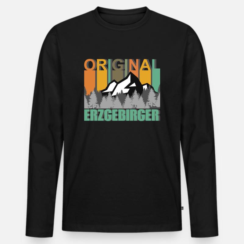 Original Erzgebirger - Männer Premium Bio Langarmshirt - Schwarz