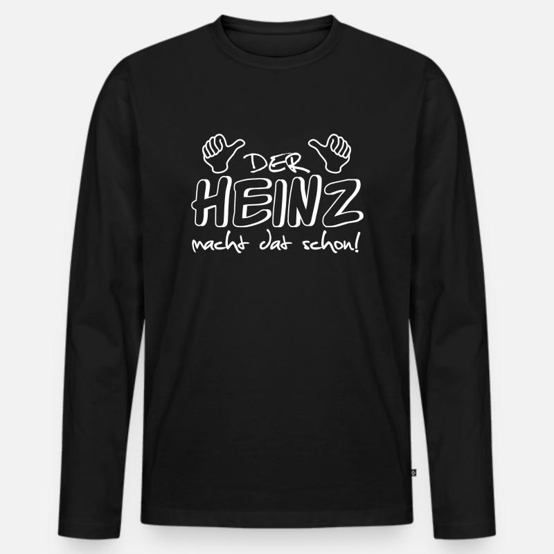 heinz - Männer Premium Bio Langarmshirt - Schwarz