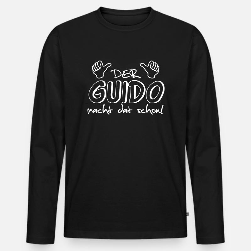 Guido - Männer Premium Bio Langarmshirt - Schwarz