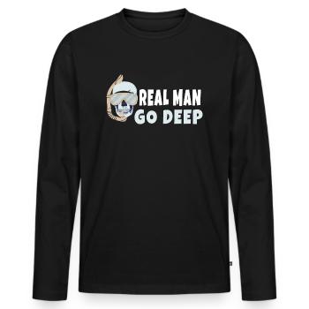 Les vrais hommes vont plonger profondément plongeur - T-shirt manches longues Premium bio Homme - noir - Devant - Nico (187cm)