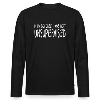 In my defense - Men's Premium Organic Long Sleeve Shirt - black - Front - Nico (187cm)
