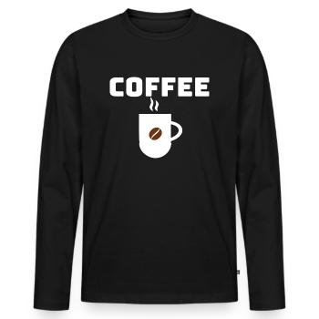 coffee bean brew cup - Men's Premium Organic Long Sleeve Shirt - black - Front - Nico (187cm)