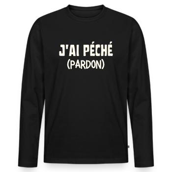 J'ai péché pardon - T-shirt manches longues Premium bio Homme - noir - Devant - Nico (187cm)