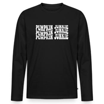 Accro à la citrouille - T-shirt manches longues Premium bio Homme - noir - Devant - Nico (187cm)