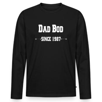 Papa Bod depuis 1987 - T-shirt manches longues Premium bio Homme - noir - Devant - Nico (187cm)