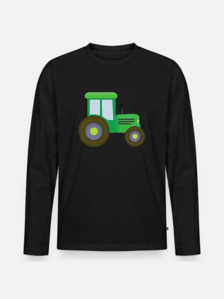 Traktor Kinder Geschenkidee - Männer Premium Bio Langarmshirt - Schwarz