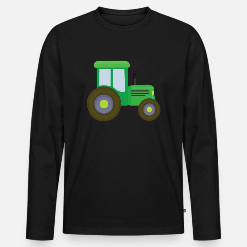 Traktor Kinder Geschenkidee - Männer Premium Bio Langarmshirt - Schwarz