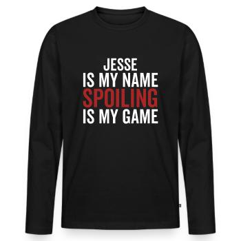 Jesse ist mein Name Spoiling ist mein Spiel - Männer Premium Bio Langarmshirt - Schwarz - Vorne - Nico (187cm)