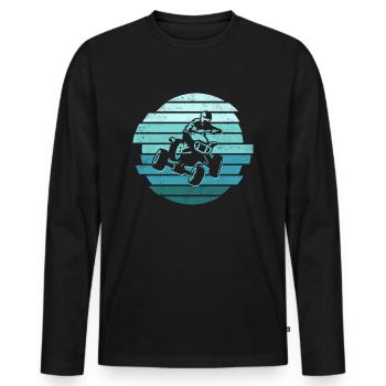 Quad Biker Vintage Offroad Quad Driver ATV - Men's Premium Organic Long Sleeve Shirt - black - Front - Nico (187cm)