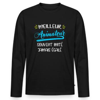 Meilleur animateur du monde cadeau fin d'anneé - T-shirt manches longues Premium bio Homme - noir - Devant - Nico (187cm)