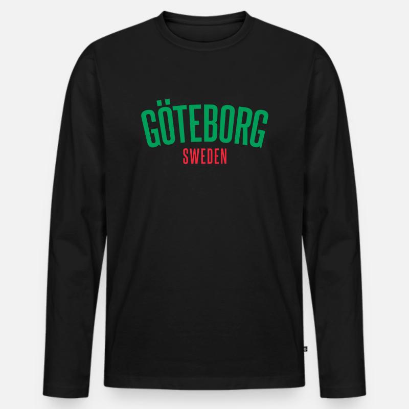 Göteborg - Männer Premium Bio Langarmshirt - Schwarz