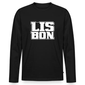 Lisbonne Portugais Souvenir Lisbonne Portugal - T-shirt manches longues Premium bio Homme - noir - Devant - Nico (187cm)