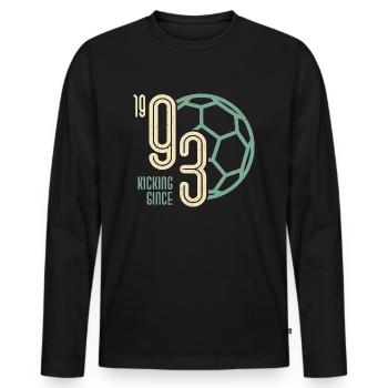 30. Geburtstag Fußballer 30 Jahre Jahrgang 1993 - Männer Premium Bio Langarmshirt - Schwarz - Vorne - Nico (187cm)
