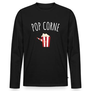 pop corne - T-shirt manches longues Premium bio Homme - noir - Devant - Nico (187cm)