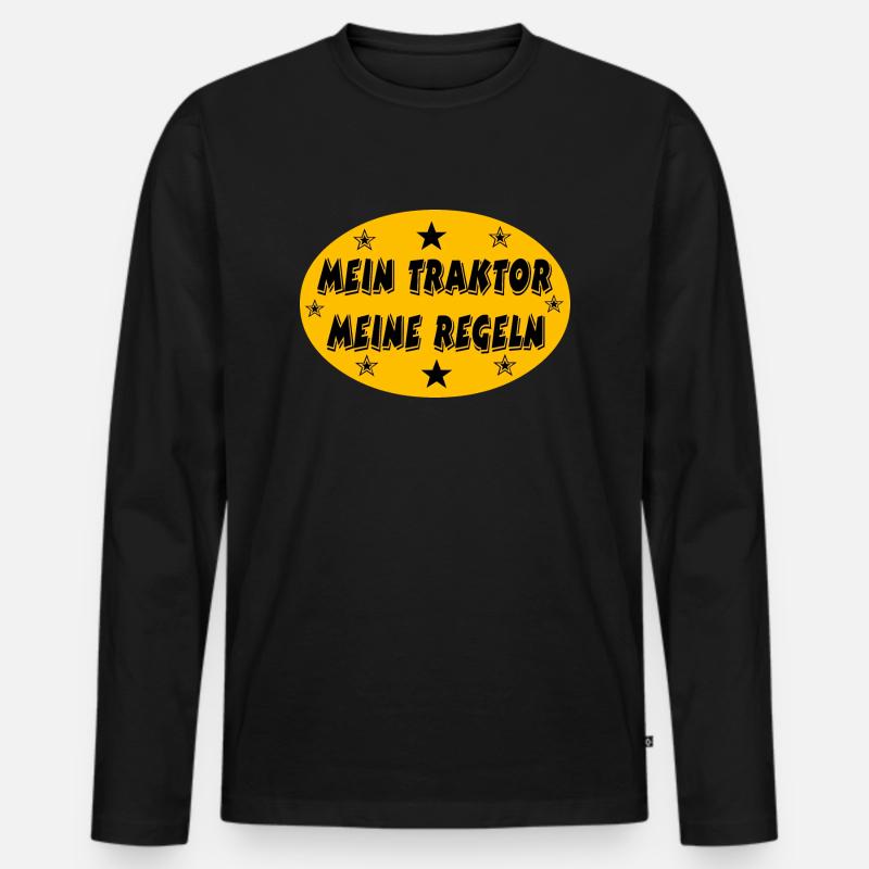 Traktor - Männer Premium Bio Langarmshirt - Schwarz